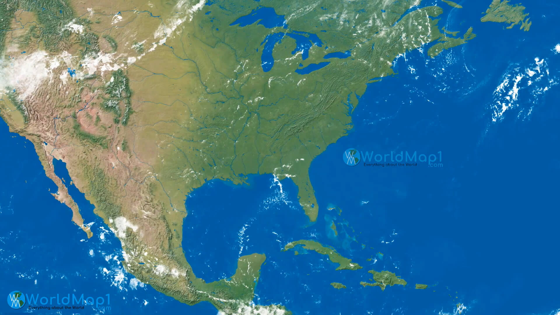 Satellitenkarte der USA Mexiko Karibik